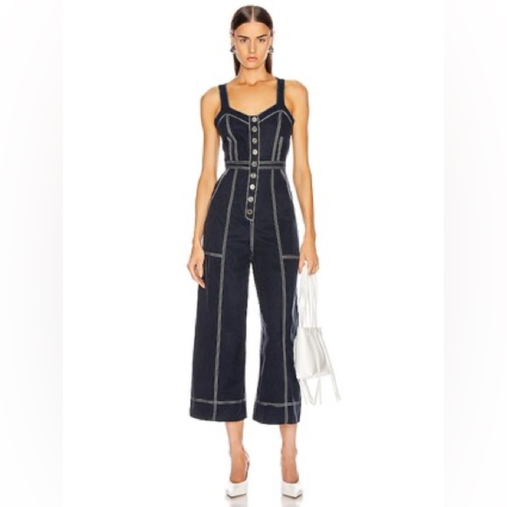 Ulla Johnson Navy Jumpsuit with White Stitching